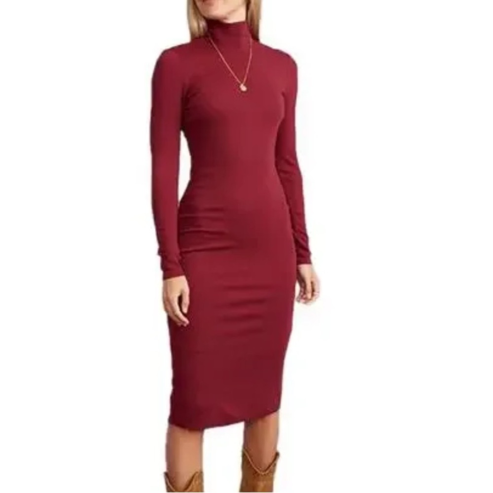Marine Layer Lexi Ribbed Mockneck Midi XS